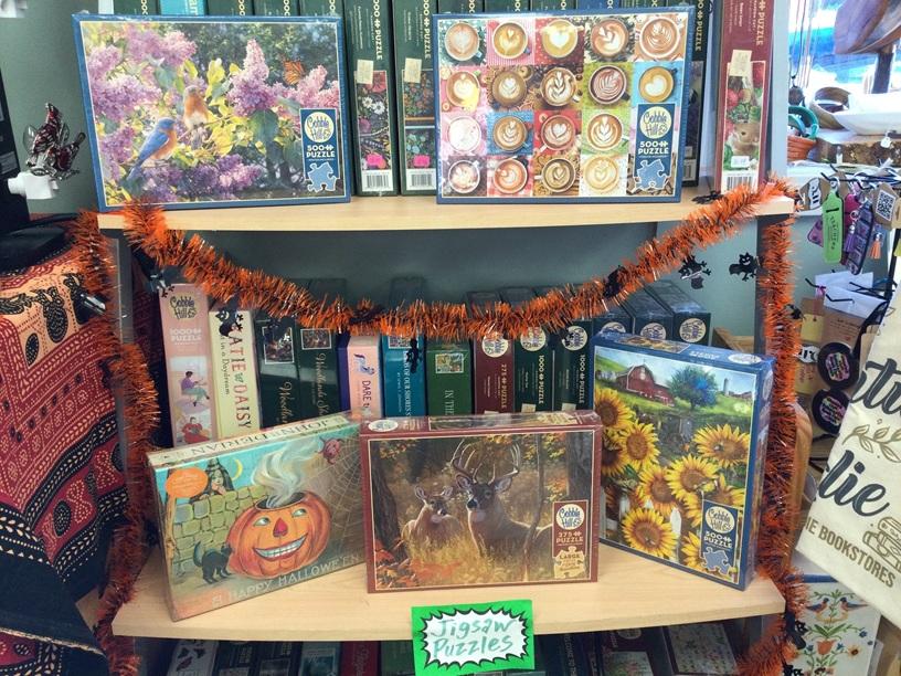 A wall of jigsaw puzzles