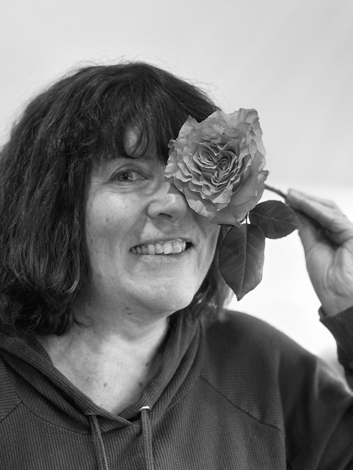 A painted self-portrait by gallery artist Janet McDonald